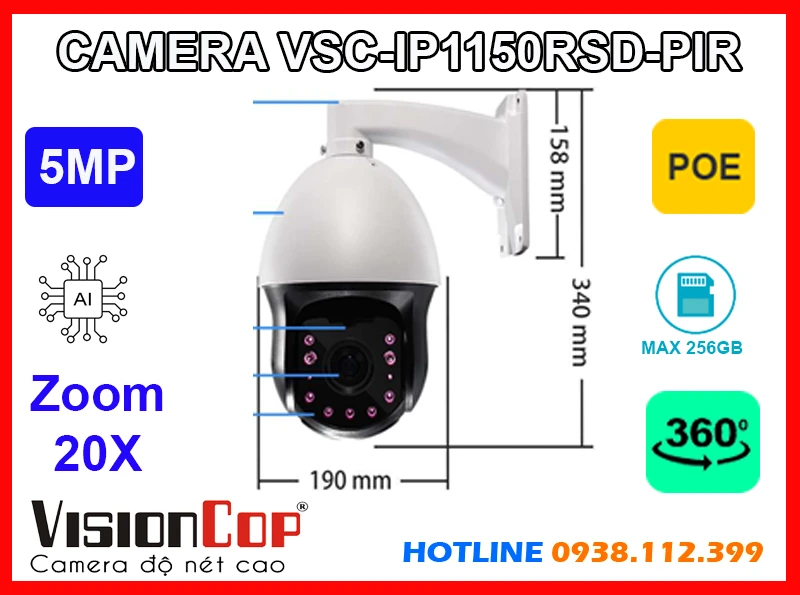 Lắp đặt camera Camera VISIONCOP VSC-IP1150RSD-PIR (5MP)
